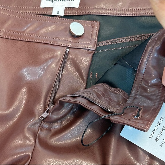 superdown brown gianna faux leather shorts pleather vegan hot pants S NWT - Picture 10 of 15